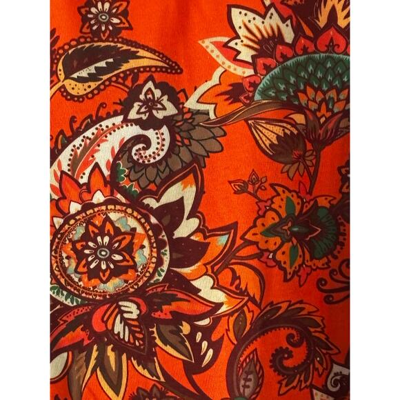 Izuria Bright Tunic Top Orange Paisley Floral Light Knit XL Boho  Eye-catching - Picture 9 of 10